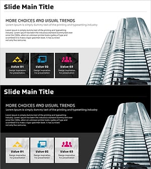 건물 사진과 회사 개요 – 클러스터 다이어그램 활용