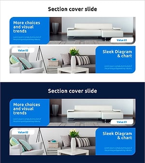 인테리어 다이어그램 슬라이드 – 두 가지 그림으로 표현