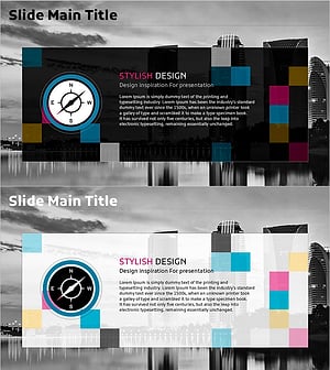 Business Strategy Slide Featuring Compass and Text Box