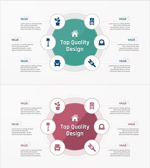 가구 종류 확산 다이어그램 – 사업 분야를 시각화한 PPT 템플릿