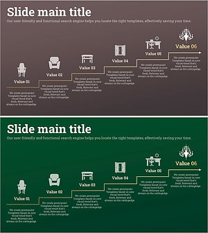 골드 선형 다이어그램으로 단계별 일정계획 표현