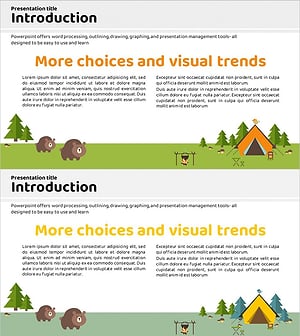 캠핑 회사 소개 슬라이드 – 오렌지와 옐로우의 조화