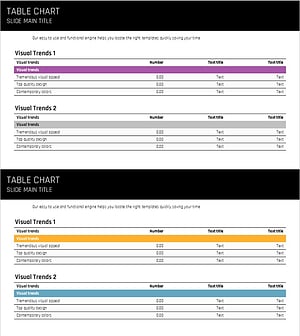 Purple Blue Table for Market Analysis