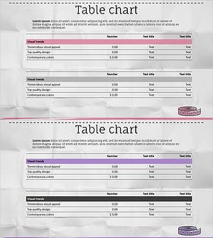 테이블 차트 비교 슬라이드 – 재무 성과 시각화