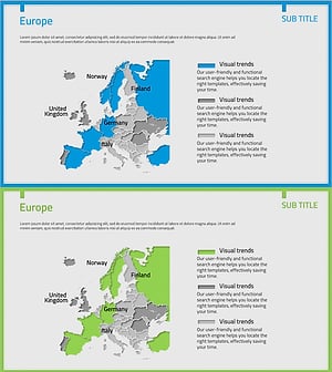 Map Slide Visualizing Target Countries in Europe – Market Analysis