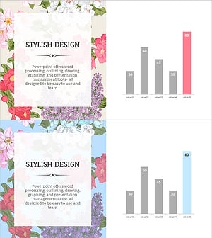 꽃 와이드 PPT 세로막대 그래프 – 성과 및 기대효과