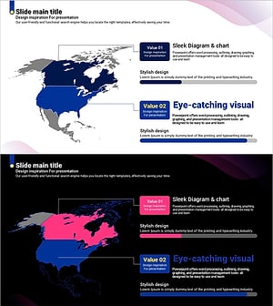 시장 및 경쟁사 분석을 위한 보라색 곡선 테마 지도 템플릿