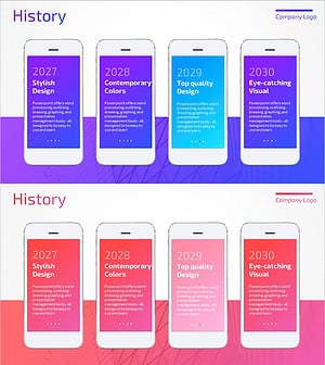 모바일 앱 테마 히스토리 프레젠테이션 슬라이드
