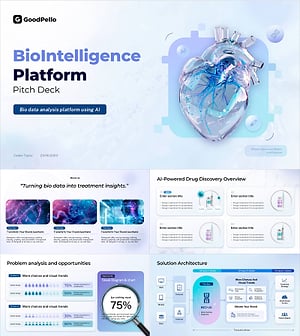 바이오인텔리전스 AI 솔루션 피치덱 – 혁신적이고 전문적인 디자인