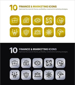 금융 & 마케팅 아이콘 세트 10종 – 수익성, 투자, 비즈니스 전략 전용 PPT 아이콘