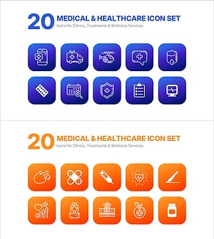 의료 헬스케어 아이콘 세트 20종 – 병원, 클리닉, 웰니스 프레젠테이션 전용 PPT 아이콘