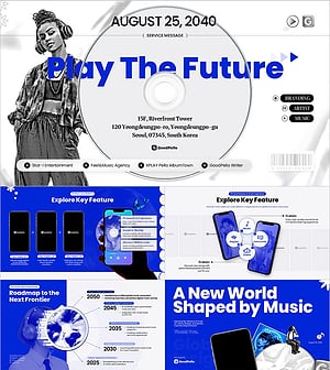 뮤직 플랫폼 서비스 소개서 템플릿 - 디지털·엔터테크 기업 제안용 PPT