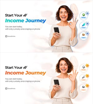 AI 수익 시작 파워포인트 슬라이드 – 온라인 자동 수익 표지 PPT