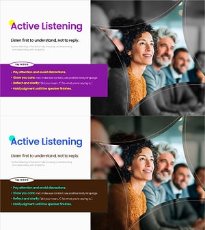 액티브 리스닝 개념 설명 PPT 슬라이드 – 비즈니스 커뮤니케이션