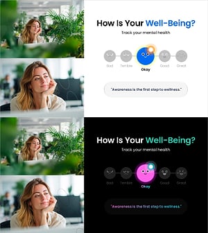 웰빙 체크인 PPT 슬라이드 – 멘탈 헬스 트래커 UI
