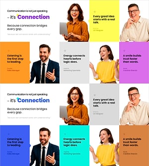 커뮤니케이션의 본질을 연결로 표현한 PPT 슬라이드 – 공감과 신뢰