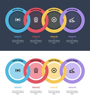무료 4원형 오버랩 다이어그램 PPT 템플릿 – 컨템포러리 링 디자인 인포그래픽