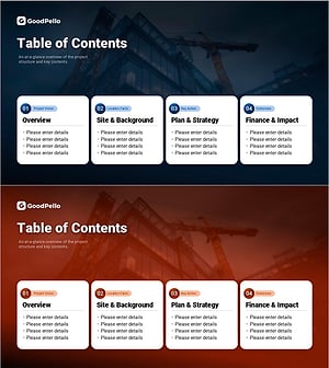 Table of Contents Slide Template for Urban Development Proposal