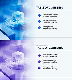 Table of Contents Slide Template – 3-Section Business Plan Agenda