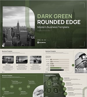 Dark Green Rounded Edge Business PowerPoint – 9-Slide Set