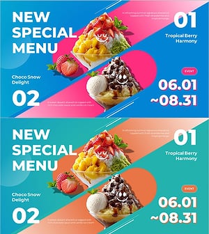 여름 시즌 한정 스페셜 메뉴 슬라이드 – 디저트 카페 이벤트 프로모션