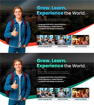 글로벌 어학연수 프로그램 핵심 혜택 슬라이드 – 학습·커리어·경험의 연결