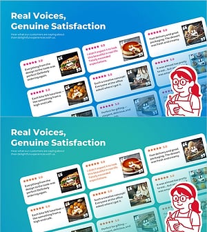 고객 후기 슬라이드 – 디저트 카페 실제 리뷰와 만족도 소개