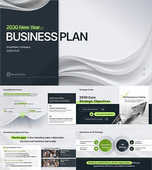 Annual Business Plan Presentation Template | 21-Slide 3-Part Structure From Strategy to KPI Tracking