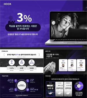 프레젠테이션 IR 피치덱 템플릿 | 투자자가 3페이지에서 덮기 전에 설득을 끝내는 6슬라이드 피칭 구조