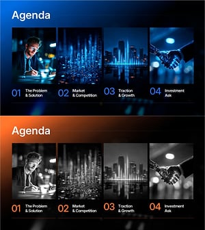 Pitch Deck Agenda Slide – 4-Section Photo Card PowerPoint