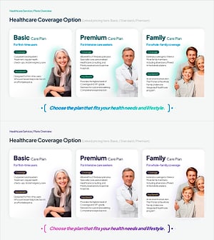 Healthcare Plan Comparison PowerPoint – 3 Cards with Photo