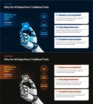 Dark AI Competitive Edge Slide – 3-Node Diagram PowerPoint