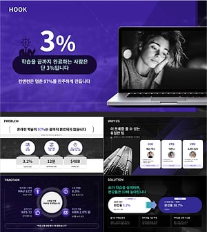 프레젠테이션 IR 피치덱 템플릿 | 투자자가 3페이지에서 덮기 전에 설득을 끝내는 6슬라이드 피칭 구조