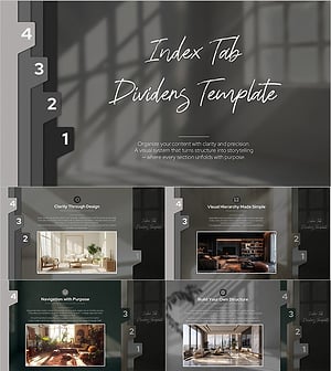 모핑 효과 인덱스 탭 무빙 PPT 템플릿 – 차콜 그레이 5장 세트