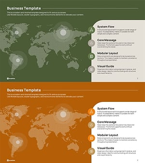 세계지도 파워포인트 슬라이드 – 글로벌 네트워크 4항목 레이아웃